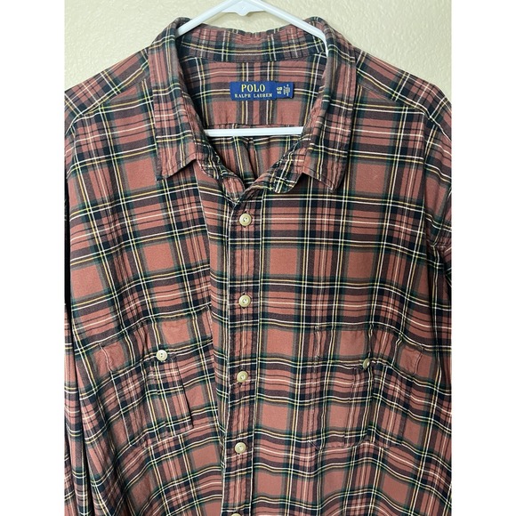 Polo Ralph Lauren Other - Polo Ralph Lauren Sz 4XB Orange Plaid Long Sleeve Button Down Shirt